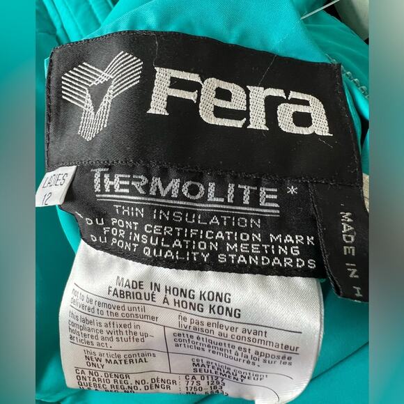 Vintage ski suit reversible NEW w tags. FERA Teal white snowsuit 12 - Picture 9 of 13
